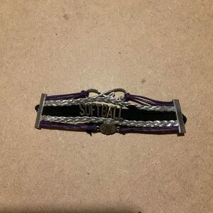Softball Charm Bracelet with Purple and Black Bands